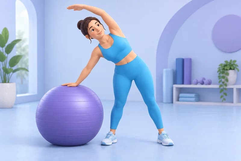 Ilustración de un ejercicio de rehabilitación con una pelota
